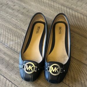 Michael Kors Black Flats with Gold Accent
